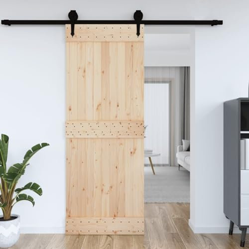 Homgoday Puerta de 85 x 210 cm de madera maciza de pino, puerta de entrada, puerta de entrada exterior para jardín, terraza, exterior, interior, decoración