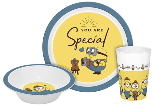 Vajilla infantil de los Minions Gentleman, 3 piezas, polipropileno