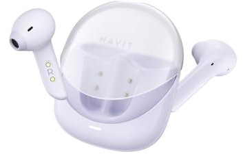 Havit TW974 Audio Series - Auriculares inalámbricos Bluetooth 5.3, modo de baja latencia, 30 horas de reproducción, cancelación de ruido, IPX4 impermeable, control táctil, auriculares intrauditivos