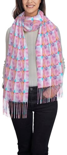FJQWKLF Bunter Marmor, Pastell, Rosa, Blau, Lila, Damenschal, klassischer Pashmina-Schal mit Quaste, weicher, warmer Schal für Herbst und Winter