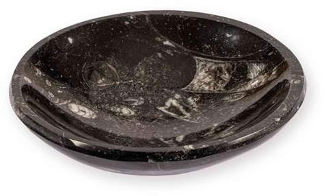 NKlaus Fossilien-Schale 12 cm Handgefertigte Deko schwarzem, 1 Stück | für Meditation; Durchmesser: 12cm; Gewicht: 233g; 233g; 12 cm; 12cm