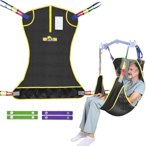EZ Assistive Universal Full Body Patient Lift Sling, Patient Lift Sling for Bed Positioning and Bathing,Transfer Sling for Elderly,Bedridden (Black, Medium)