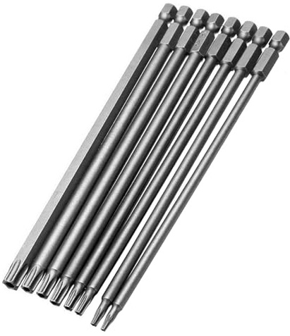 Moyata 8 Stück Torx Schraubendreher Bit Set, 1/4 zoll Sechskant Schaft Magnetisch Torx Schraubenziehe Satz Werkzeuge, Elektrische Lang Torxschraubendreher T8, T10, T15, T20, T25, T27, T30, T40-100MM