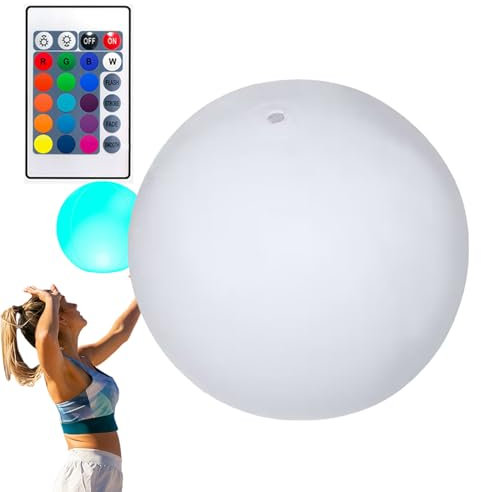 LED Beach Ball – Remote Glow Sphere, Inflatable Light Orb, Floating Pool Lamp | Multi-Color Mood Illumination Effect, Waterproof Battery-Powered Balloon Night Events, Festivals, Poolside Gather