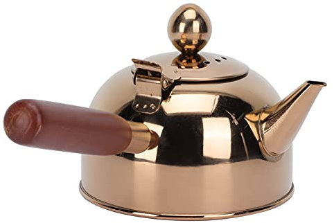 KWMAEEUID Teekanne aus Edelstahl, Teekessel für den Herd mit herausnehmbarem Sieb für losen Tee, goldene Teekanne (golden)