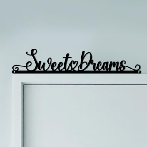CUTHOLLOW Sweet Dreams Door Topper Sign Metal Wall Art Decor | 11.8x2.3Unique Metal Hanging Sign, Door Frame Decor, Door Corner Accent, Room Entryway & Home Decoration, Housewarming Gift