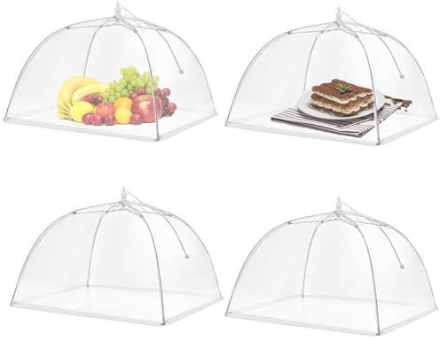 MITUMORMOR 4 Stück Abdeckhauben für Lebensmittel Faltbare, Mesh-Material Fliegenhaube, Fliegenhaube Abdeckhaube für Essen Kuchenabdeckung Fliegenschirm, Perfekter Fliegenschutz für Essen, Obst, BBQ