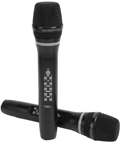 POENVFPO Micrófono Inalámbrico Micrófono Profesional Dinámico Dynamic Dynamic con 2 y Carga USB para el Hogar KTV Fiest Wedding Singing