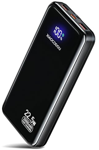 XIAOCODOU Power Bank Fast Charging 20000mAh 22.5W Portable Charger USB-C Powerbank with LCD Display Battery Pack Compatible with iPhone 17 16 15 14 13 Android and more (P11D)