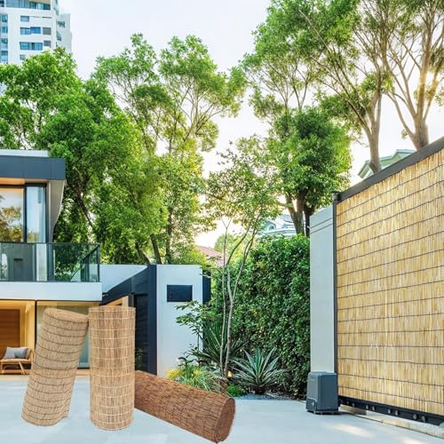 Sichtschutz Garten, Bambus Sichtschutz Schilfrohrmatte 50cm 60cm 70cm 80cm 90cm 120cm 160cm 180cm Hoch, Bambuszaun, Per Büros, Restaurant, Hotel, Pool, Dach, Wand(Natural Black line)