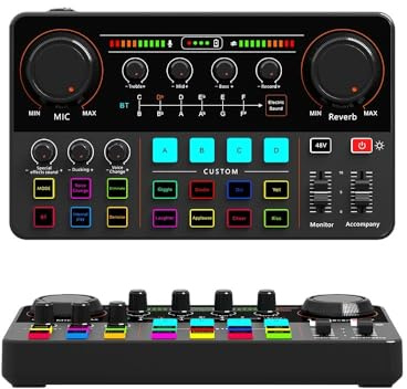 Mesa Mezclas DJ, 2 uds accesorios mezcladores de tarjetas de sonido de transmisión en vivo tarjeta de sonido Compatible con Bluetooth