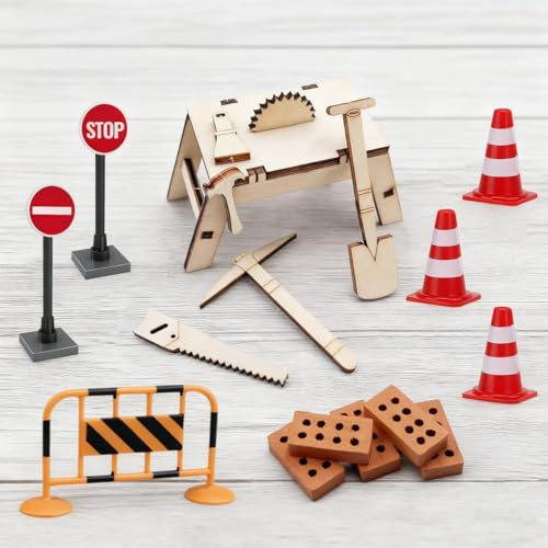 Wichtel Baustelle Set Einzug, BHGWR Wichtel Zubehör Weihnachten Wichtelbaustelle Set Wichtelzubehör für Wichteltür und 1/12 Puppenhaus Zubehör Holz DIY Miniatur Deko