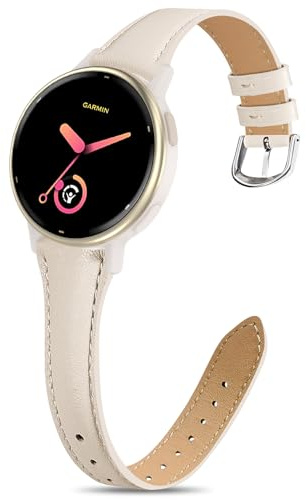 Wizvv 20 mm armband för Garmin Vivoactive 5/Forerunner 245/645/55, mjukt läder sport klockarmband för Venu Sq/2 Plus dam ersättningsarmband