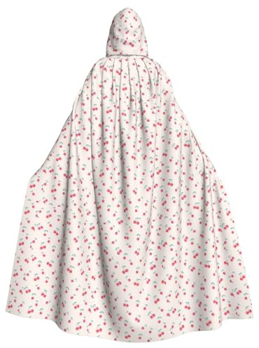 Jkkghll Bonito disfraz de Halloween con capucha y estampado de cerezas rojas para adultos y niños, para cosplay, fiestas de carnaval