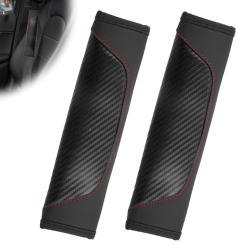 2 Stück Gurtpolster Auto Autogurt Polster,Erwachsene Sicherheitsgurt Polster,Schulterpolster Polsterung für Sitzgurt im Auto,Gurtschoner Auto für Auto-Innenzubehör für Frauen und Männer (Schwarz/Rot)
