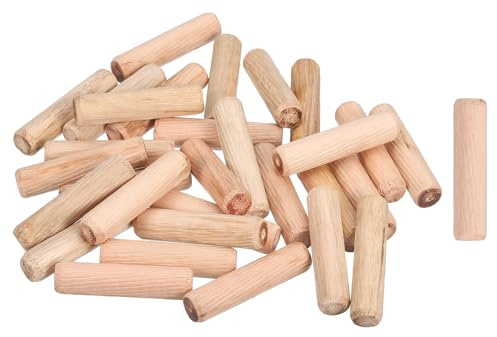 QUARKZMAN 50 Stück 1/2x2 (12mmx50mm) Holz Dübel Mit Rillen Und Fasen Verjüngte Hartholz Stifte Holzstifte Stäbe Für Möbel DIY Bastelbedarf