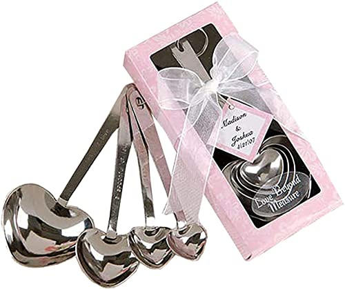 4pcs/set Creative Heart-shaped Stainless Steel Measuring Spoons Set Teaspoons Spice Spoon Cooking Spoon Cooking Spoon Wedding Bridal Shower Favor