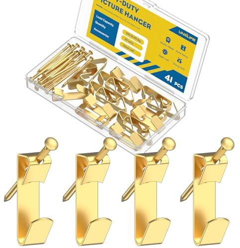 Uniclife 20 Pcs 45 kg Heavy Duty Picture Hangers for Drywall & Wood, Picture Hanging Hooks with Nails, Picture Hanging Hardware, Frame Hooks Picture Hooks for Hanging Photos Mirrors Paintings
