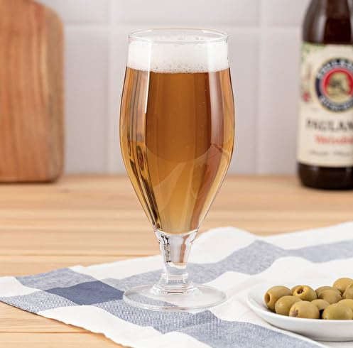 Copa de Cerveza Dunkel Tensionada 38cl – Set de 6 Unidades – Vidrio Tensionado y Transparente – Diseño Elegante para Potenciar Aroma y Sabor – Ideal para Cervezas Artesanas, Bares y Uso en Casa