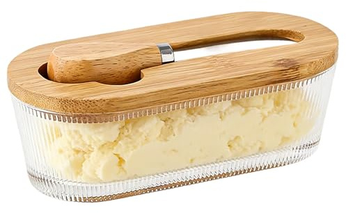 Mantequillera - 300ml Transparente Hermético Cuadrado Estilo Antiguo - Mantequillera con Tapa para Encimera - para Queso, Verduras, Frutas, Apartamento, Dormitorio, Restaurante, Encimera,