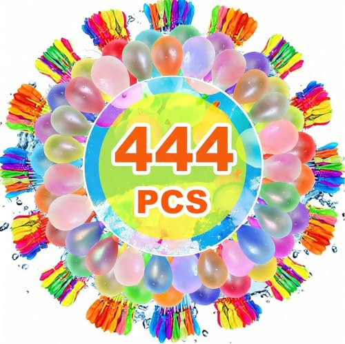 444 Stück Wasserbomben Selbstschließend, Bunt Wasserballons, 60 Sekunden Schnellfüller, Wiederverwendbare Wasserbomben, Wasserbomben Luftballons，für Strände, Poolparty