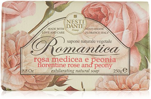 Nesti Dante Seife Romantica Florentine (Duft Rose und Pfingstrose, feste Seife, Handseife aus natürlichen Inhaltsstoffen, 250 g) 665102