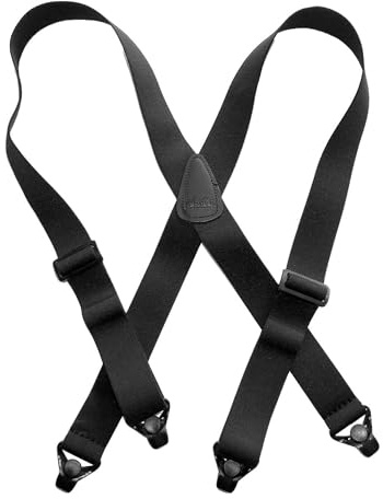 Holdup Suspender Company 1 1/2 Wide All black No-buzz Airport Friendly X-back Suspenders with Patented composite plastic Gripper Clasps