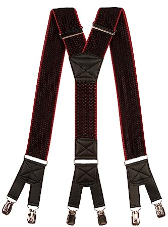 Olata Herren-Hosenträger in Y-Form, dickes Band, 6 Clips, 50 mm | Robuste 50-mm-Hosenträger in Y-Form mit dicken Bändern, sechs starken Clips und Lederkreuz; verstellbar für sicheren Halt.