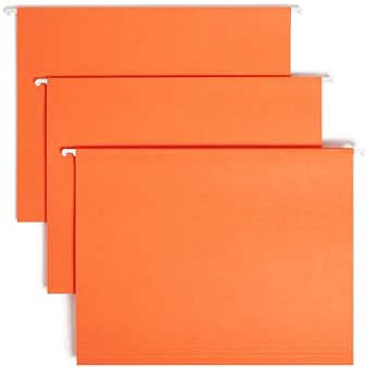 Smead Standard Hanging File Folders, 25 Count, Orange, 1/5-Cut Adjustable Tabs, Letter Size (64065)