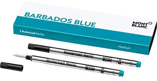 MONTBLANC Tintenroller Minen Barbados Blue 106932 – Türkise Ersatzmine für Roller Ball und Fineliner Größe M – 2 x Refill Rollerball M