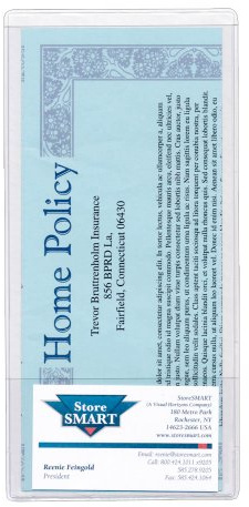 STORE SMART - Brochure Holder with Business Card Pocket - Clear Vinyl Plastic - 10 Pack - 8 3/4 x 4 - RE9414-10