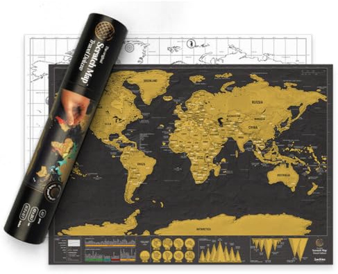 Luckies of London Weltkarte zum Rubbeln - Das Original Scratch Map, Deluxe, Klein, 29,7 x 41,9cm