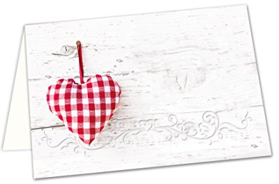 Logbuch-Verlag 25 weiße Namensschilder rot weiß kariertes Herz Hochzeit Geburtstag Weihnachten Tischkarten