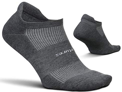 Feetures High Performance Max Cushion Ankle Sock - Tab Socks for Women & Men with Heel Tab - Heather Gray, M (1 Pair)
