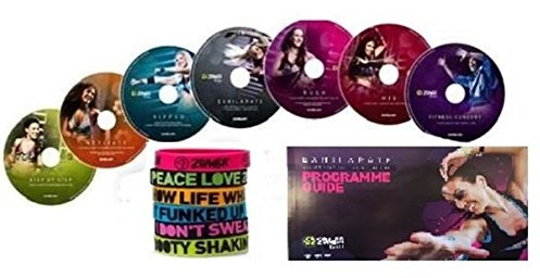 joka international GmbH Zumba - Juego de 14 piezas compuesto por 7 DVD + planificador de nutrición + pulseras deportivas Zumba Fitness Zumba Video Zumba Workout
