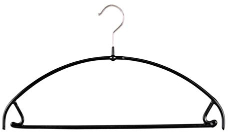 MAWA Universalbügel, 10 Stück, platzsparende Universalbügel mit Rockhaken und Steg für T-Shirts, Hosen, Röcke und Tops, 360° drehbar, hochwertige Antirutsch-Beschichtung, 36 cm, Schwarz