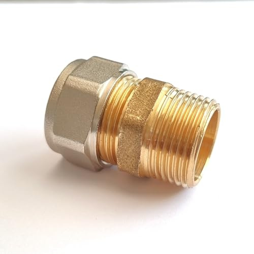 H2O-Flex® 26er Schraubfitting mit 3/4 Außengewinde, Aluverbundrohr 3,0mm | Übergang Klemmringverschraubung für Mehrschichtverbundrohr 3,0mm, DVGW zertifiziert, Messing-Anschlüsse, korrosionsbeständig