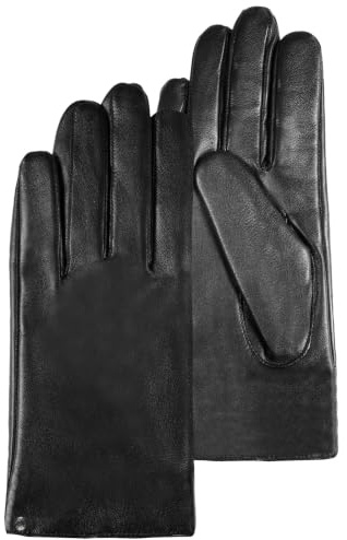 Isotoner Gants femme tactiles en cuir d'agneau - doublés micro fausse fourrure, 7.5=M,