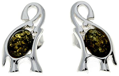 Äkta naturlig baltisk bärnsten och 925 sterling silver lyckoelefanter örhängen GL176, Papper Bärnsten, Bärnsten