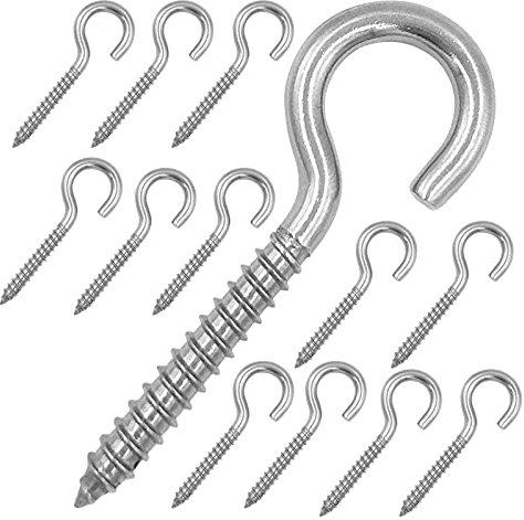 Confezione da 12 ganci in metallo M6, resistenti ganci a vite in acciaio inox 304, autofilettanti, ganci a occhiello in legno, ganci a forma di occhio, luci a sospensione e fili