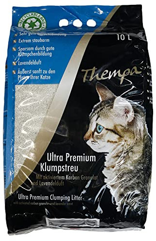 Thempa Ultra Premium Klumpstreu I 10L I mit Lavendelduft I Staubarm I Katzenstreu