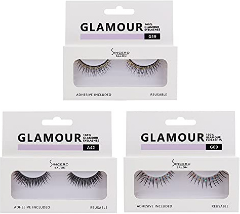 SINCERO SALON Lot de 3 paires de faux cils glamour I 3D Faux cils
