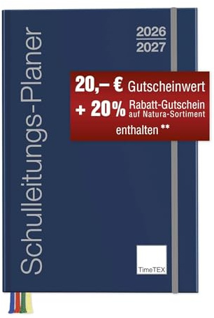 TimeTEX Schulleiter-Planer A4-Plus - Schuljahr 2026-2027 - Schulleitungs-Planer - Terminplaner - Schulplaner - Kalender für Schulleiter - Timetex 10725 - mit breitem Verschlußgummi