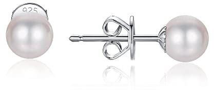 LUCKMORA Süßwasserperlen Ohrringe Runde Perlen 925 Sterling Silber Echt Perlenohrringe Stecker für Damen weißen Süßwasser-Zuchtperlen Ohrringe Ohrstecker (5mm)