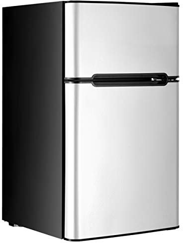 RELAX4LIFE Minikühlschrank 90L, Kühlschrank mit 27L Gefrierfach, Gefrierschrank mit Temperaturregelung, Kühl-Gefrier-Kombination mit Türablage & Höhenverstellbaren Füßen (Grau)