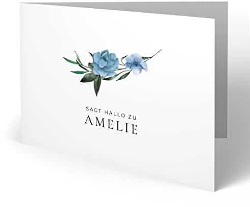 (20 x) Geburtskarten Geburt Baby Karte Dankeskarte Danksagungskarten Mädchen - Blumen