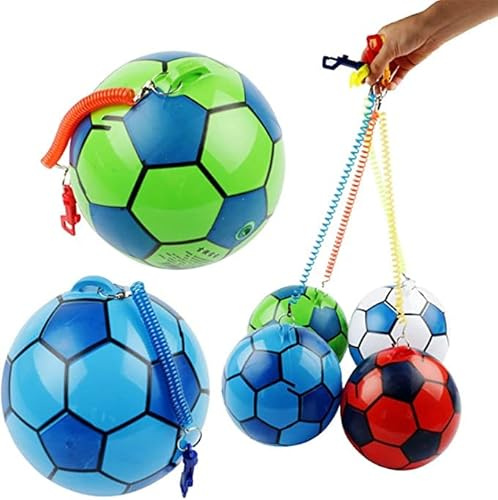 SDMAX Inflatable Football With String: Interactive Juggling Ball For Kids With Spring Toy, Spring-Loaded Design, Practice & Play, Easy Inflation, (Pack Of 2)