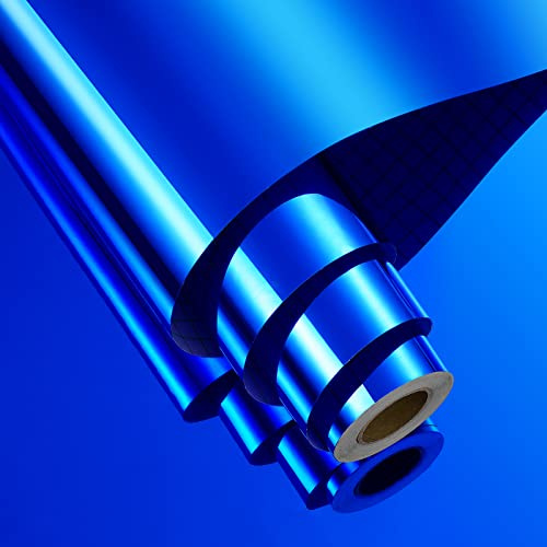 FunStick Spiegelfolie Selbstklebend Blau Klebefole Basteln Vinyl Folie Glänzend Plotterfolie 30CMx2M Klebespiegel Folie für Die Wand Kinder Wandspiegel Zuschneidbar Kinderzimmer Klebe Spiegel Kinder