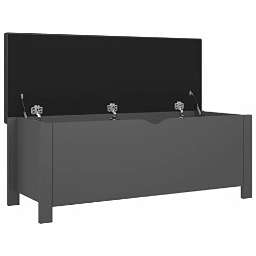 Susany Sitzbank mit Stauraum und Kissen Aufbewahrungsbox Kissenbox Sitztruhe Holz Bank Truhenbank Aufbewahrungstruhe Garderobenbank Sitzkommode für Wohnzimmer,Grau 105x40x45cm Holzwerkstoff