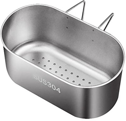 Laluky Stainless Steel Drain Basket, Multifunction Sink Strainer Colander, Kitchen Food Catcher, for Filter Kitchen Waste and Wash Vegetables Fruits(Silver)